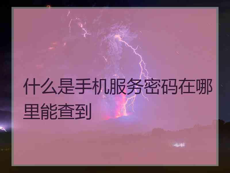 什么是手机服务密码在哪里能查到