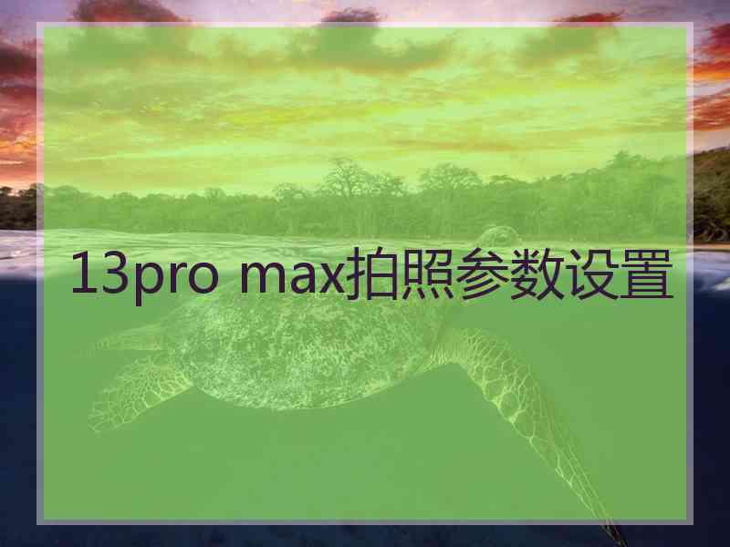 13pro max拍照参数设置