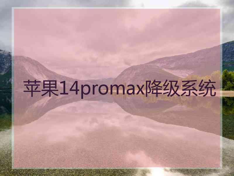 苹果14promax降级系统