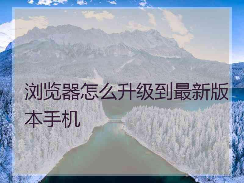 浏览器怎么升级到最新版本手机