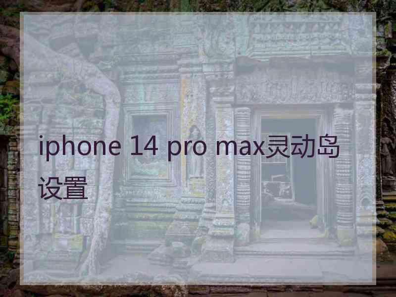 iphone 14 pro max灵动岛设置