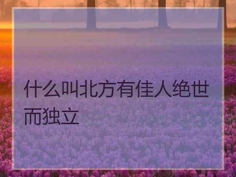 什么叫北方有佳人绝世而独立