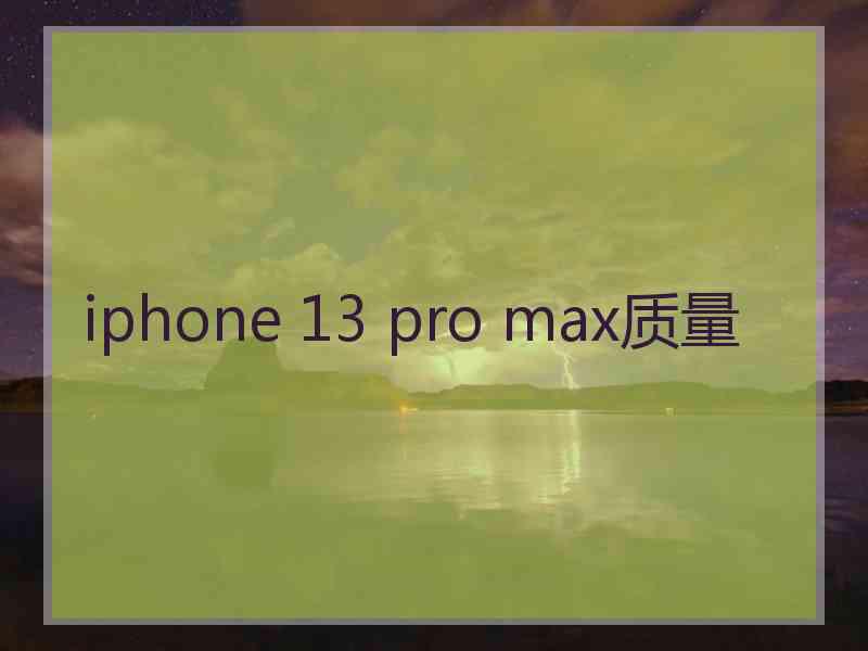 iphone 13 pro max质量