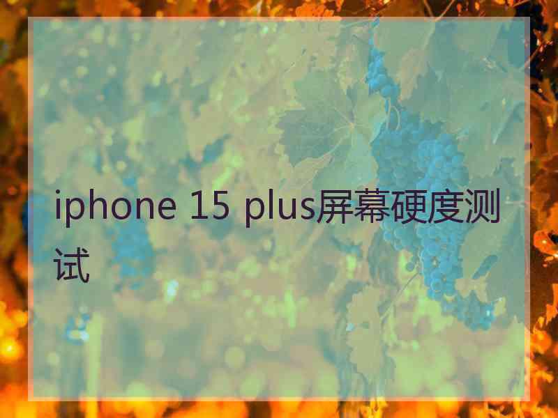 iphone 15 plus屏幕硬度测试