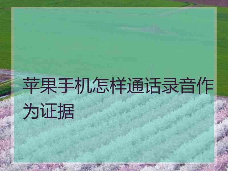 苹果手机怎样通话录音作为证据