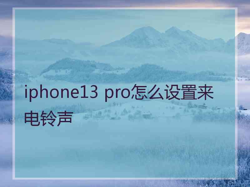 iphone13 pro怎么设置来电铃声