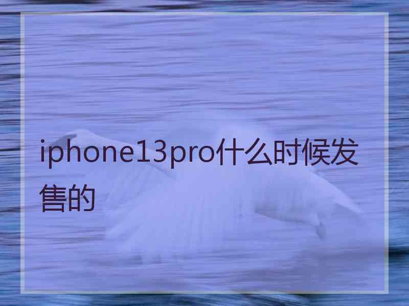 iphone13pro什么时候发售的