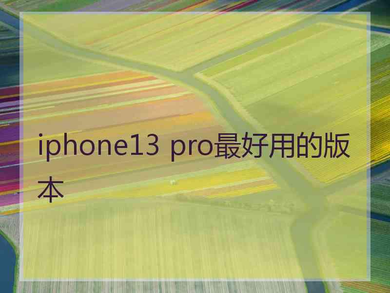 iphone13 pro最好用的版本