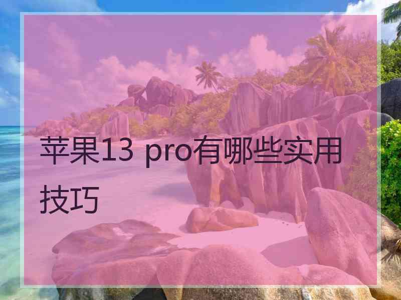 苹果13 pro有哪些实用技巧