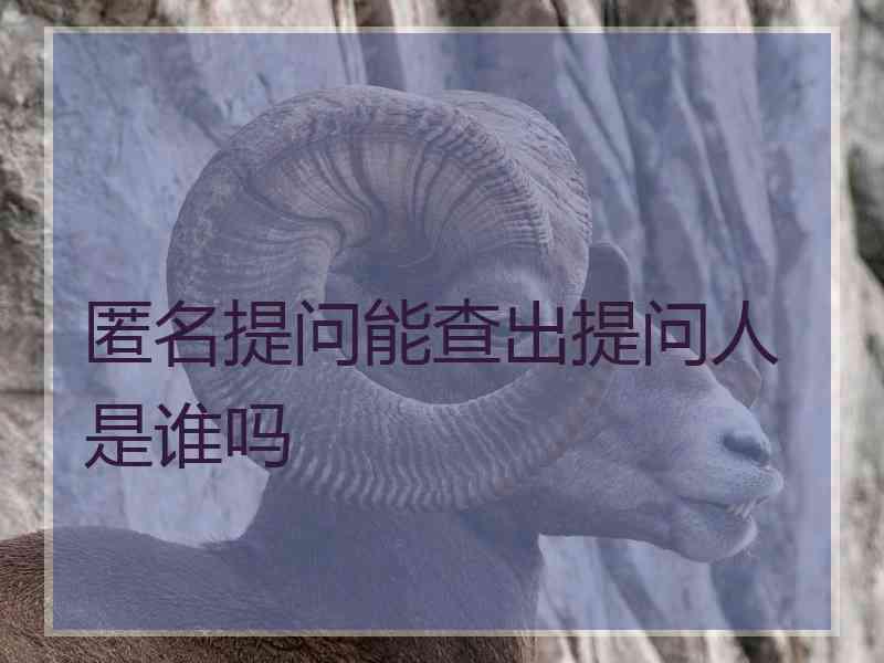 匿名提问能查出提问人是谁吗