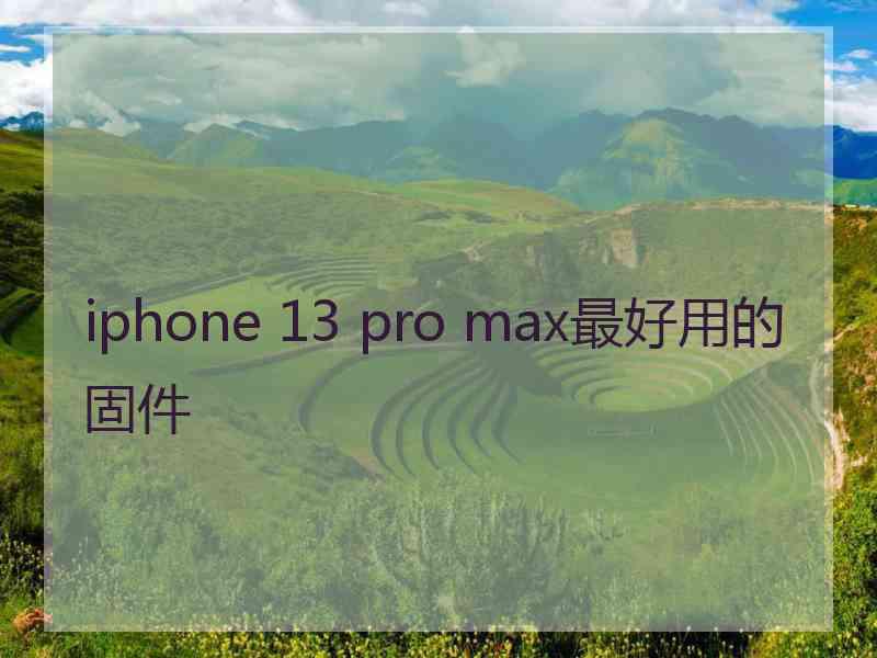 iphone 13 pro max最好用的固件