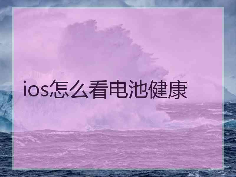 ios怎么看电池健康