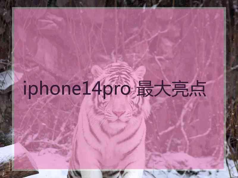 iphone14pro 最大亮点