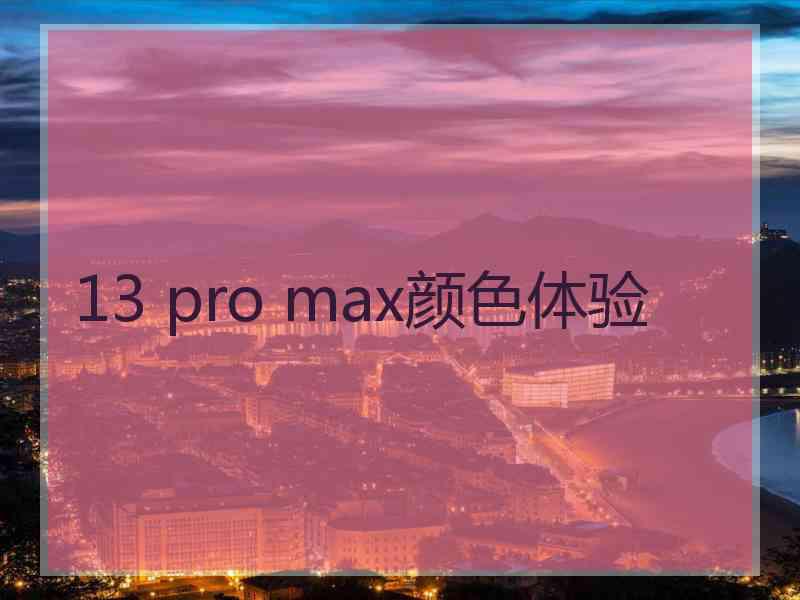 13 pro max颜色体验