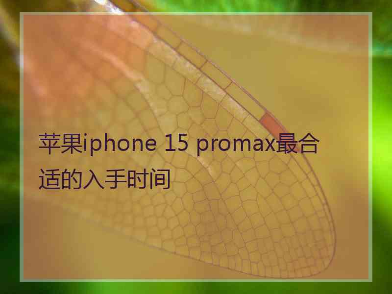 苹果iphone 15 promax最合适的入手时间