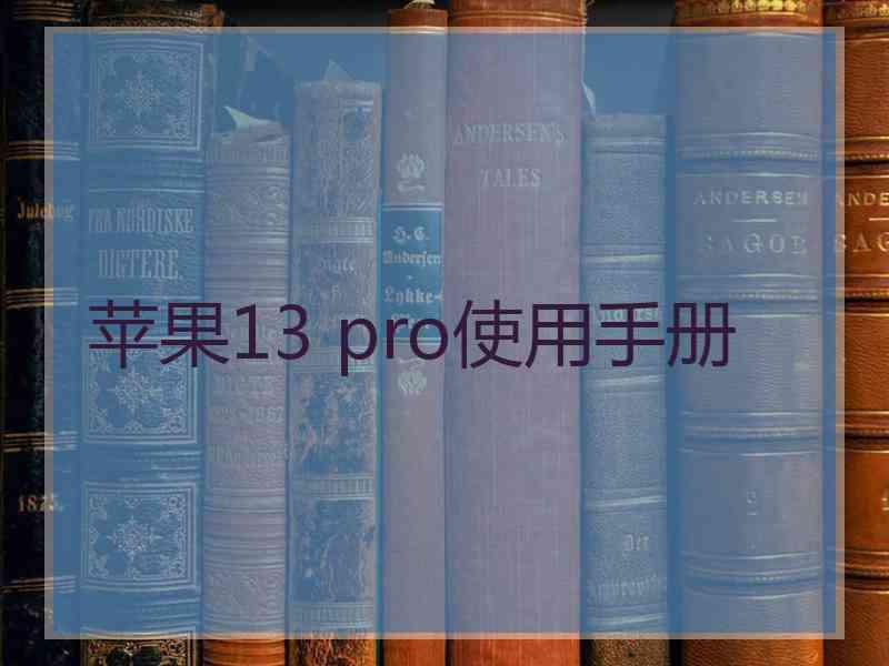 苹果13 pro使用手册