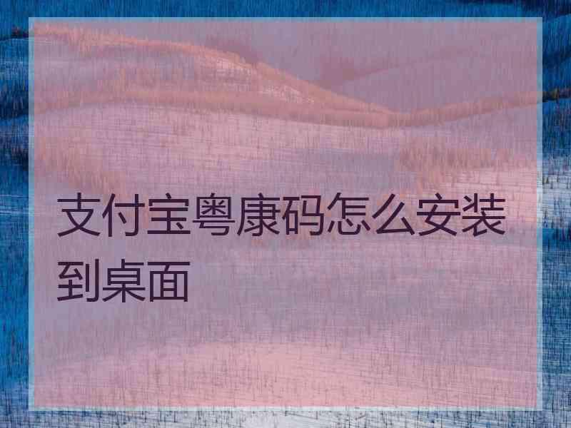 支付宝粤康码怎么安装到桌面