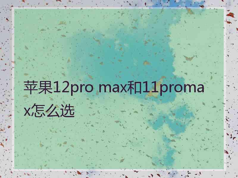 苹果12pro max和11promax怎么选