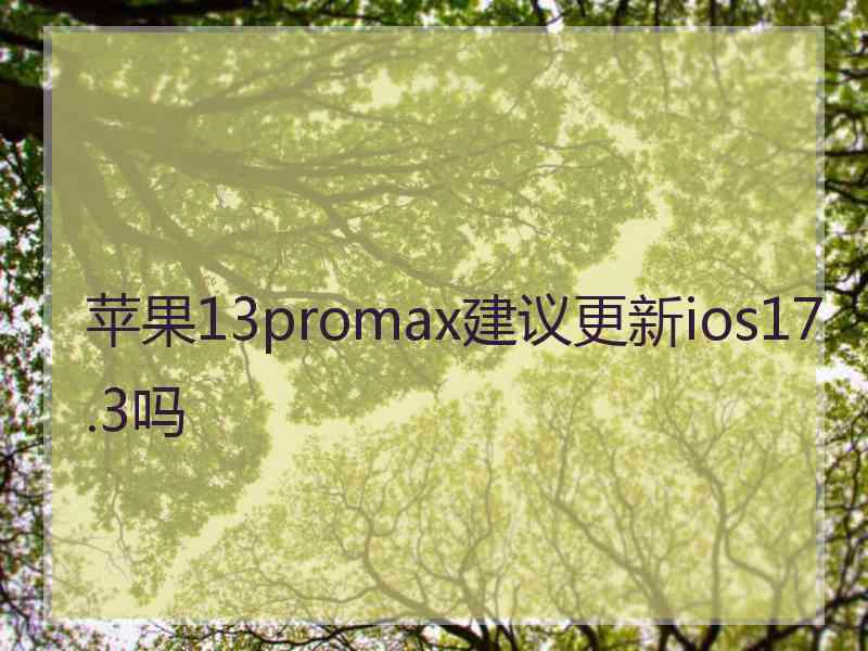 苹果13promax建议更新ios17.3吗