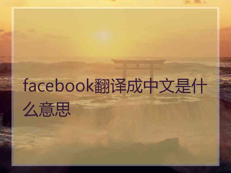 facebook翻译成中文是什么意思