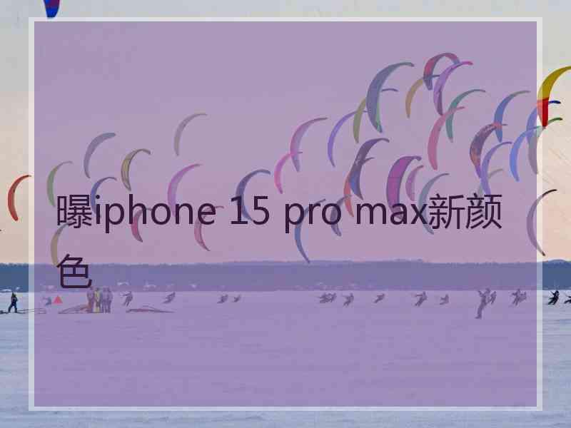 曝iphone 15 pro max新颜色