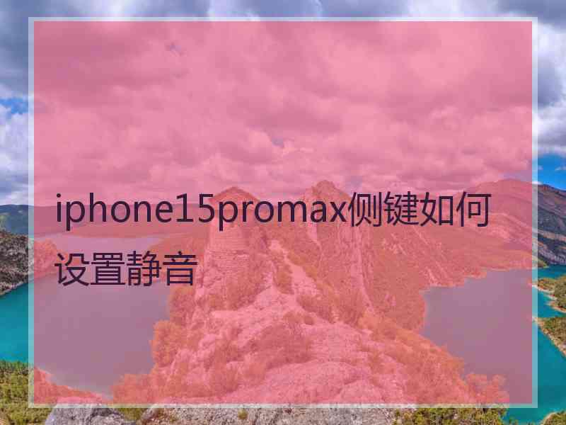 iphone15promax侧键如何设置静音