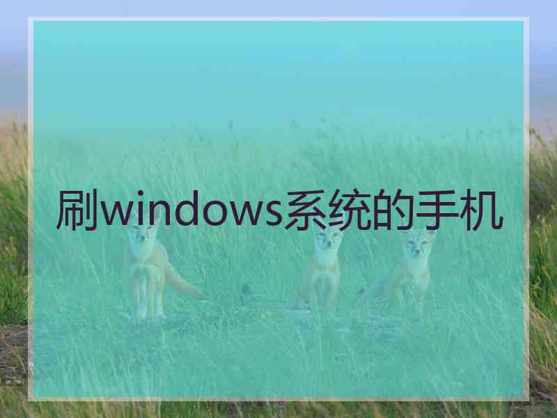 刷windows系统的手机