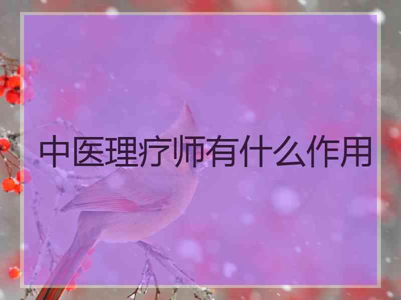 中医理疗师有什么作用