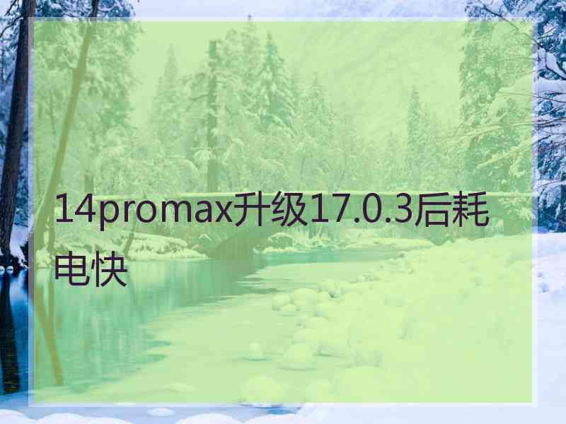 14promax升级17.0.3后耗电快