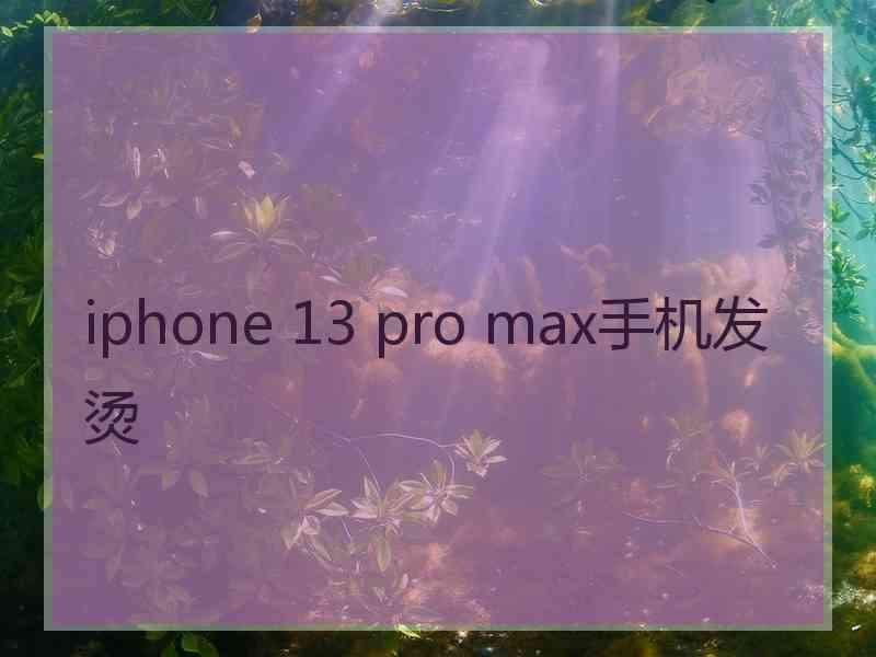 iphone 13 pro max手机发烫