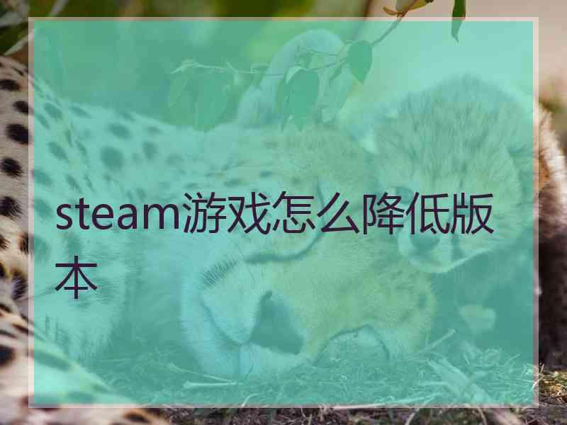 steam游戏怎么降低版本