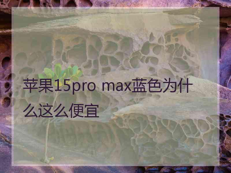 苹果15pro max蓝色为什么这么便宜