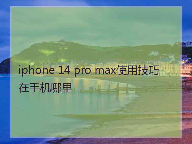 iphone 14 pro max使用技巧在手机哪里