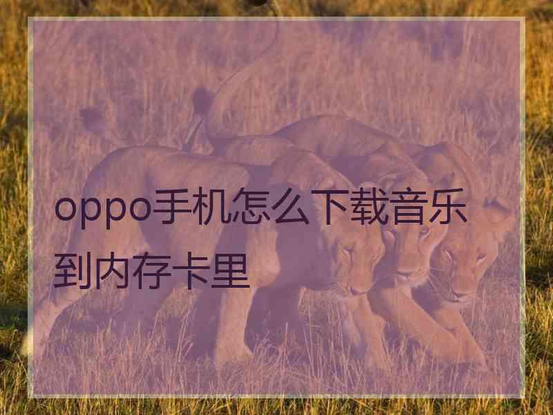 oppo手机怎么下载音乐到内存卡里