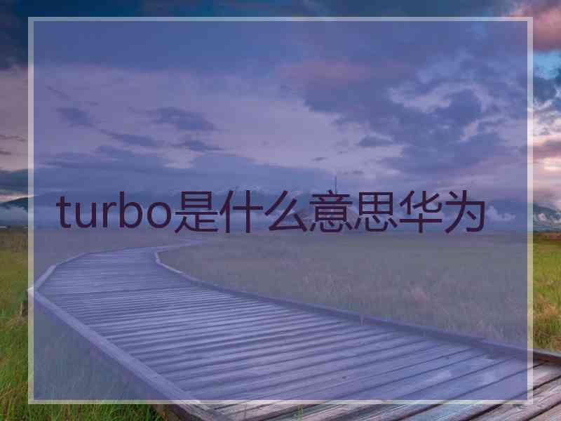 turbo是什么意思华为