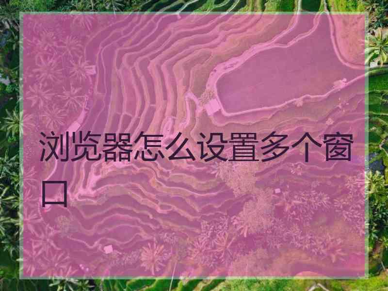 浏览器怎么设置多个窗口