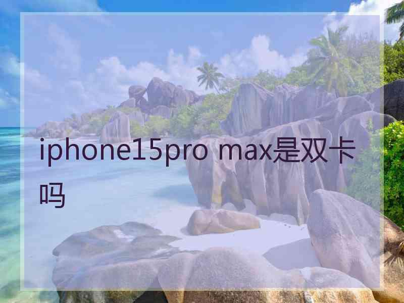 iphone15pro max是双卡吗