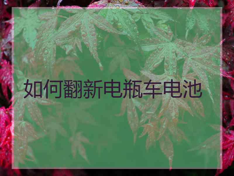 如何翻新电瓶车电池