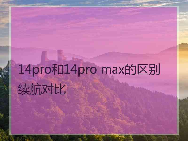 14pro和14pro max的区别续航对比