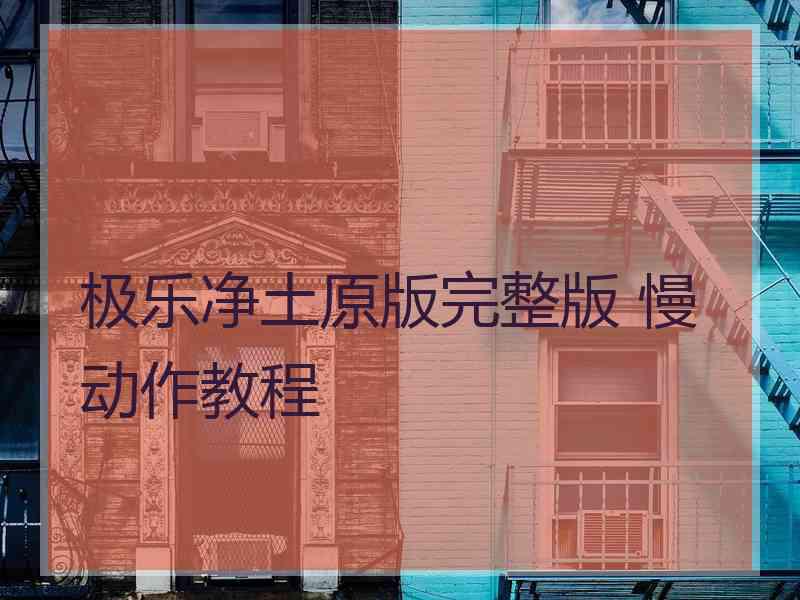 极乐净土原版完整版 慢动作教程