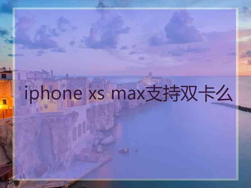 iphone xs max支持双卡么