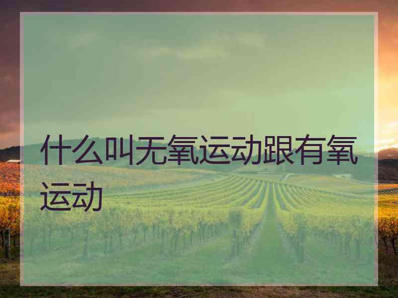 什么叫无氧运动跟有氧运动