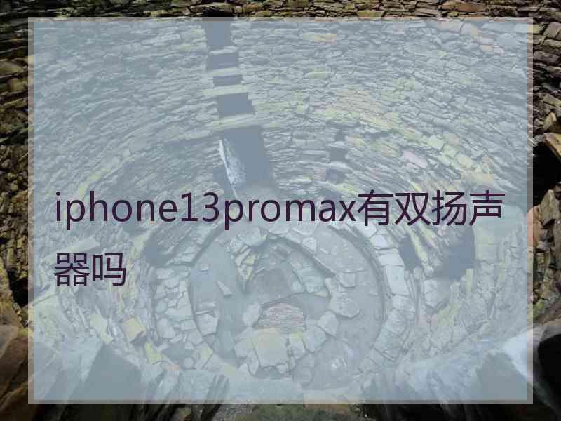 iphone13promax有双扬声器吗