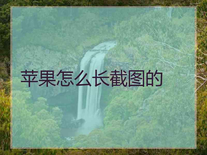 苹果怎么长截图的