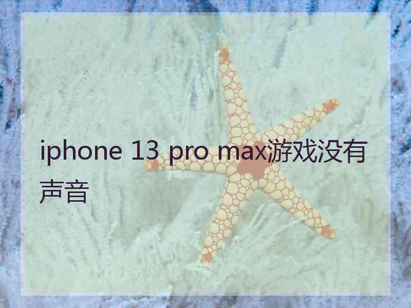 iphone 13 pro max游戏没有声音