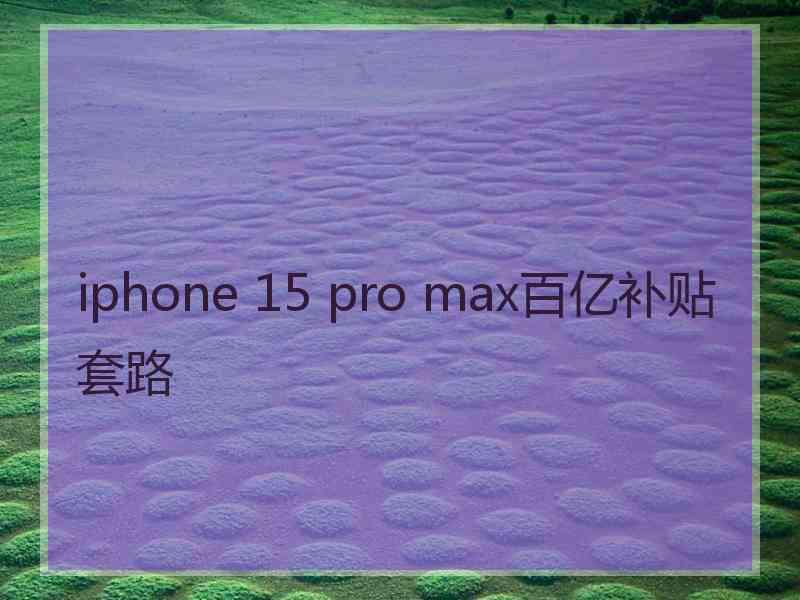 iphone 15 pro max百亿补贴套路