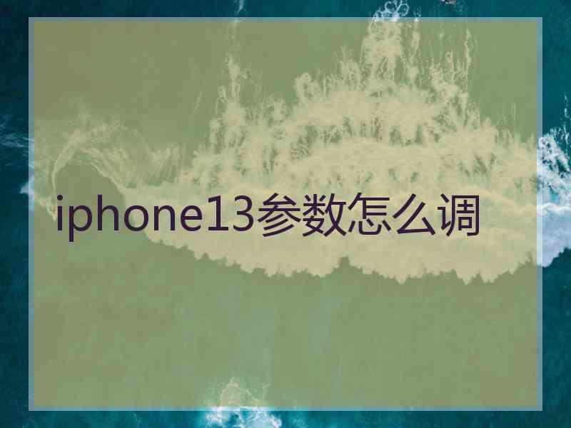 iphone13参数怎么调