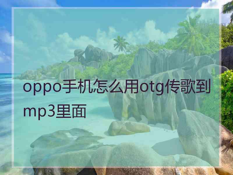 oppo手机怎么用otg传歌到mp3里面