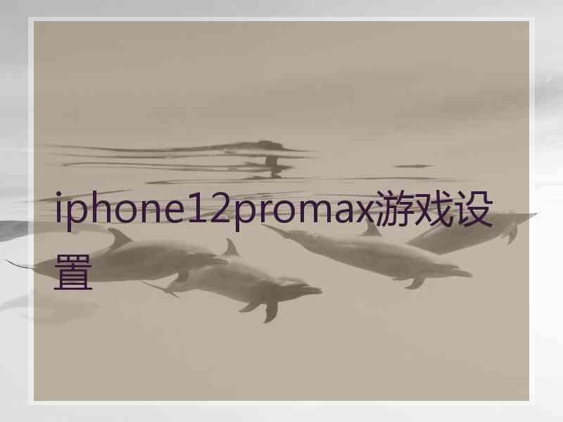 iphone12promax游戏设置