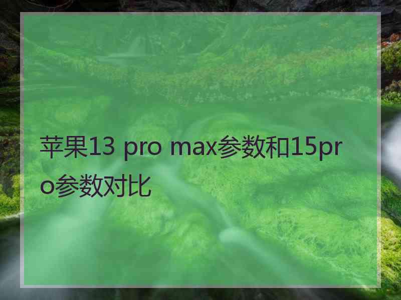 苹果13 pro max参数和15pro参数对比